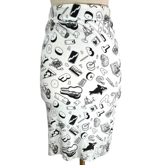 Wildfox x Broad City NWT Skipper Doodle Skirt High Waist Pencil Silhouette Small - Picture 4 of 12